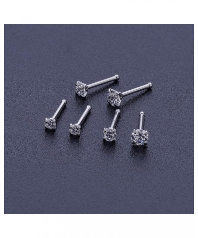 20G Nose Ring 316L Surgical Steel Nose Ring Studs, L Shaped Corkscrew Bone Nose Ring Studs for Women Men 2mm 2.5mm 3mm CZ Sma...