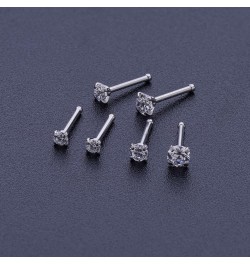 20G Nose Ring 316L Surgical Steel Nose Ring Studs, L Shaped Corkscrew Bone Nose Ring Studs for Women Men 2mm 2.5mm 3mm CZ Sma...