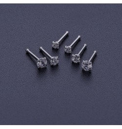 20G Nose Ring 316L Surgical Steel Nose Ring Studs, L Shaped Corkscrew Bone Nose Ring Studs for Women Men 2mm 2.5mm 3mm CZ Sma...