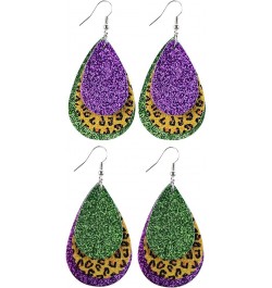 Mardi Gras Hook Dangle Earrings for Women Fleur Di Lis Faux Leather Earring Accessories Mardi Gras-005 $5.27 Earrings