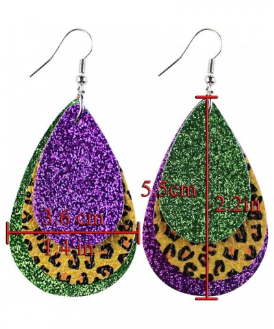 Mardi Gras Hook Dangle Earrings for Women Fleur Di Lis Faux Leather Earring Accessories Mardi Gras-005 $5.27 Earrings