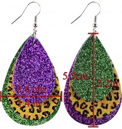 Mardi Gras Hook Dangle Earrings for Women Fleur Di Lis Faux Leather Earring Accessories Mardi Gras-005 $5.27 Earrings