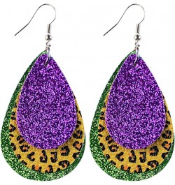 Mardi Gras Hook Dangle Earrings for Women Fleur Di Lis Faux Leather Earring Accessories Mardi Gras-005 $5.27 Earrings