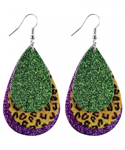 Mardi Gras Hook Dangle Earrings for Women Fleur Di Lis Faux Leather Earring Accessories Mardi Gras-005 $5.27 Earrings