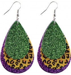 Mardi Gras Hook Dangle Earrings for Women Fleur Di Lis Faux Leather Earring Accessories Mardi Gras-005 $5.27 Earrings