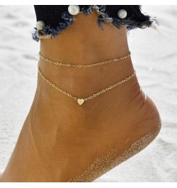 Heart Initial Ankle Bracelets for Women, 14K Gold Filled Handmade Dainty Layered Anklet Letter Initial Heart Ankle Bracelets ...