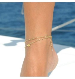 Heart Initial Ankle Bracelets for Women, 14K Gold Filled Handmade Dainty Layered Anklet Letter Initial Heart Ankle Bracelets ...