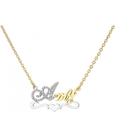 Custom Gold My Name Necklace Plate Dainty Initial Necklace Personalized Customizable Short Crystal Necklaces for Women Amy $1...