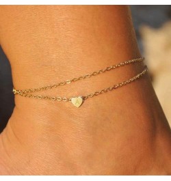 Heart Initial Ankle Bracelets for Women, 14K Gold Filled Handmade Dainty Layered Anklet Letter Initial Heart Ankle Bracelets ...