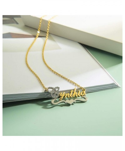 Custom Gold My Name Necklace Plate Dainty Initial Necklace Personalized Customizable Short Crystal Necklaces for Women Amy $1...