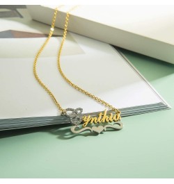 Custom Gold My Name Necklace Plate Dainty Initial Necklace Personalized Customizable Short Crystal Necklaces for Women Amy $1...