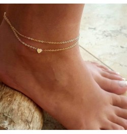 Heart Initial Ankle Bracelets for Women, 14K Gold Filled Handmade Dainty Layered Anklet Letter Initial Heart Ankle Bracelets ...