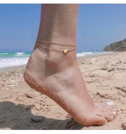 Heart Initial Ankle Bracelets for Women, 14K Gold Filled Handmade Dainty Layered Anklet Letter Initial Heart Ankle Bracelets ...