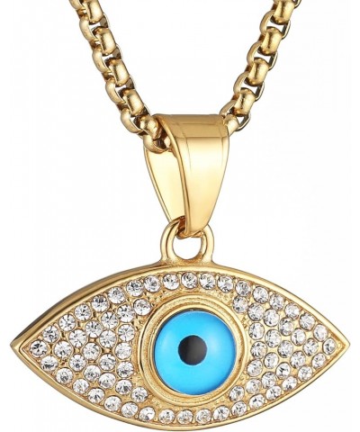 18K Gold Plated Evil Eye Ojo Turco Protection Pendant Inlay CZ Vintage Hip Hop Rock Punk Totem Amulet Charm Necklace Gift Jew...