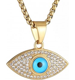 18K Gold Plated Evil Eye Ojo Turco Protection Pendant Inlay CZ Vintage Hip Hop Rock Punk Totem Amulet Charm Necklace Gift Jew...