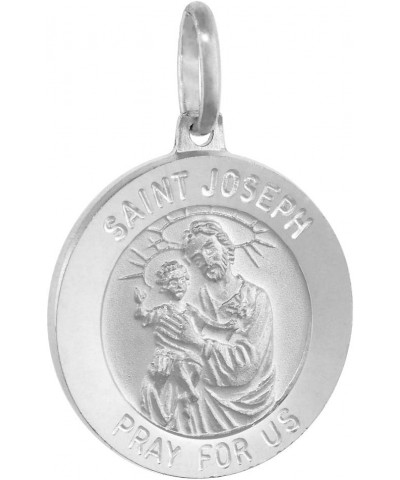 19mm Sterling Silver St Joseph & Baby Jesus Medal Necklace 3/4 inch Round Nickel Free Italy Free 24 inch Stainless Steel chai...