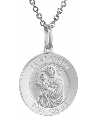 19mm Sterling Silver St Joseph & Baby Jesus Medal Necklace 3/4 inch Round Nickel Free Italy Free 24 inch Stainless Steel chai...