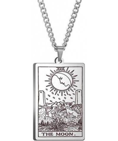 Retro Vintage Stainless Steel Tarot Card Rider Waite Pendant Necklace The Moon $8.24 Necklaces