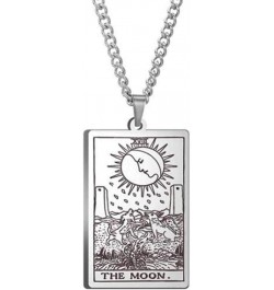 Retro Vintage Stainless Steel Tarot Card Rider Waite Pendant Necklace The Moon $8.24 Necklaces