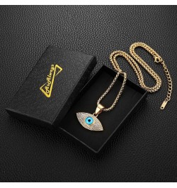 18K Gold Plated Evil Eye Ojo Turco Protection Pendant Inlay CZ Vintage Hip Hop Rock Punk Totem Amulet Charm Necklace Gift Jew...