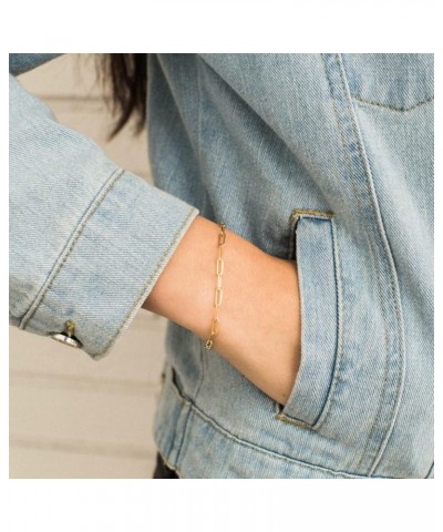 Dainty Initial Bracelet For Women Girls,18k gold plated Paperclip Chain Bracelet Simple Cubic Zircon Letter Initial women Bra...