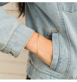 Dainty Initial Bracelet For Women Girls,18k gold plated Paperclip Chain Bracelet Simple Cubic Zircon Letter Initial women Bra...