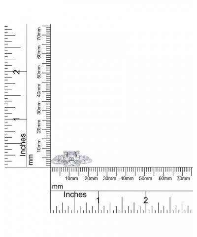 2 1/4 Carat 7MM Asscher Shape & 6X4MM Pear Cut Lab Created Moissanite Diamond 3-Stone Engagement Ring For Women In 14K Gold O...