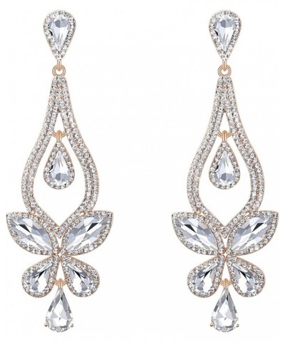 Women's Wedding Bridal Crystal Teardrop Butterfly-Shape Pierced Dangle Earrings Clear Gold-Tone $11.20 Earrings