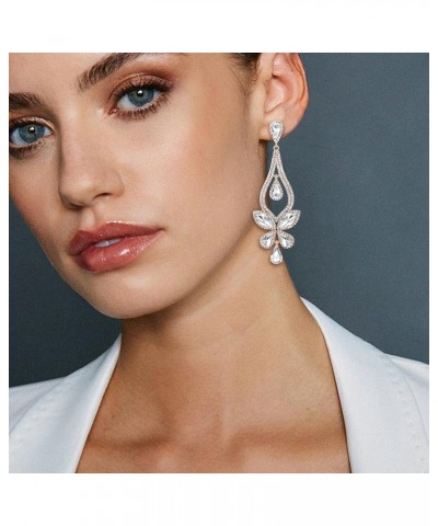 Women's Wedding Bridal Crystal Teardrop Butterfly-Shape Pierced Dangle Earrings Clear Gold-Tone $11.20 Earrings