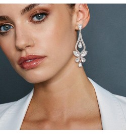 Women's Wedding Bridal Crystal Teardrop Butterfly-Shape Pierced Dangle Earrings Clear Gold-Tone $11.20 Earrings