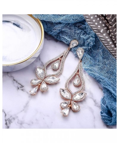 Women's Wedding Bridal Crystal Teardrop Butterfly-Shape Pierced Dangle Earrings Clear Gold-Tone $11.20 Earrings