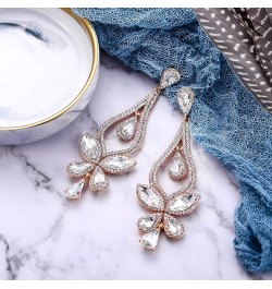 Women's Wedding Bridal Crystal Teardrop Butterfly-Shape Pierced Dangle Earrings Clear Gold-Tone $11.20 Earrings