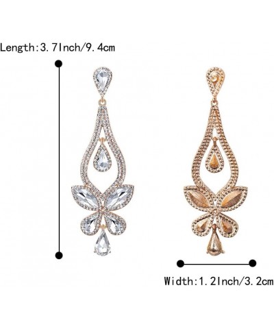 Women's Wedding Bridal Crystal Teardrop Butterfly-Shape Pierced Dangle Earrings Clear Gold-Tone $11.20 Earrings