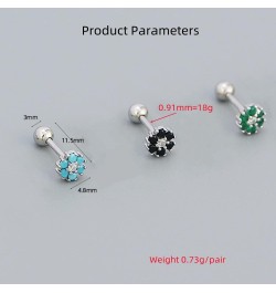 18G Tiny CZ Flower Ball Cartilage Stud Earrings 925 Sterling Silver for Women Girls Hypoallergenic for Sensitive Piercing Ear...