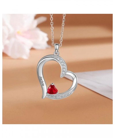 10K/14K/18K Gold Diamond Personalized Name Heart Necklace with 1-4 Birthstones Real Diamond Engraved 1-4 Names Pendant Jewelr...