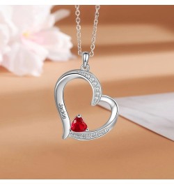 10K/14K/18K Gold Diamond Personalized Name Heart Necklace with 1-4 Birthstones Real Diamond Engraved 1-4 Names Pendant Jewelr...