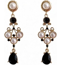 Black Vintage Pearl Earrings Black Earrings for Women Pearl Drop Earrings Teardrop Chandelier Long Dangle Earrings Baroque Ea...