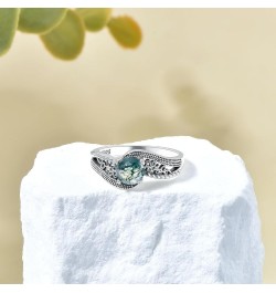 Natural Moss Agate Engagement Band Ring 925 Sterling Silver Vintage Moss Agate with Free Engraving Statement Ring for Anniver...