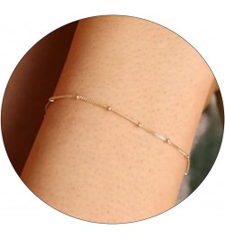 Gold Plated Bracelets for Women Dainty Layered Herringbone Twisted Rope Chain Bracelets Set Layering Dot CZ Leave Beaded Brac...