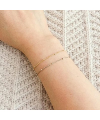 Gold Plated Bracelets for Women Dainty Layered Herringbone Twisted Rope Chain Bracelets Set Layering Dot CZ Leave Beaded Brac...