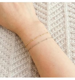 Gold Plated Bracelets for Women Dainty Layered Herringbone Twisted Rope Chain Bracelets Set Layering Dot CZ Leave Beaded Brac...