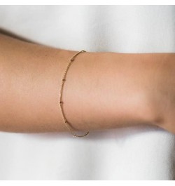 Gold Plated Bracelets for Women Dainty Layered Herringbone Twisted Rope Chain Bracelets Set Layering Dot CZ Leave Beaded Brac...