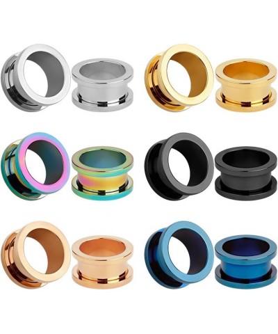 12pcs Set Colorful Stainless Steel Screwed Ear Plugs Tunnels Gauges Stretcher Piercings Gauge:0g(8mm) $9.68 Body Jewelry