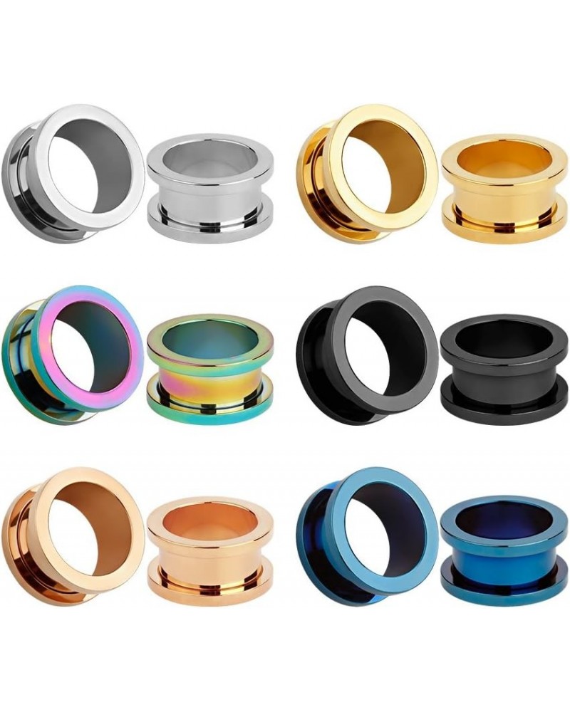 12pcs Set Colorful Stainless Steel Screwed Ear Plugs Tunnels Gauges Stretcher Piercings Gauge:0g(8mm) $9.68 Body Jewelry