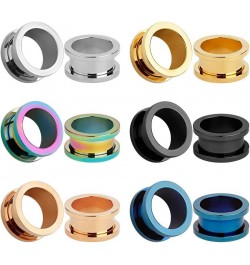 12pcs Set Colorful Stainless Steel Screwed Ear Plugs Tunnels Gauges Stretcher Piercings Gauge:0g(8mm) $9.68 Body Jewelry