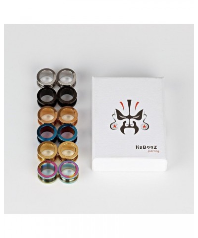 12pcs Set Colorful Stainless Steel Screwed Ear Plugs Tunnels Gauges Stretcher Piercings Gauge:0g(8mm) $9.68 Body Jewelry