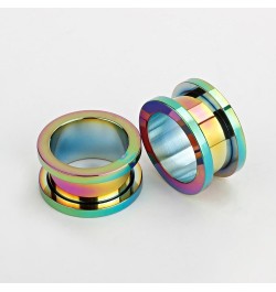 12pcs Set Colorful Stainless Steel Screwed Ear Plugs Tunnels Gauges Stretcher Piercings Gauge:0g(8mm) $9.68 Body Jewelry