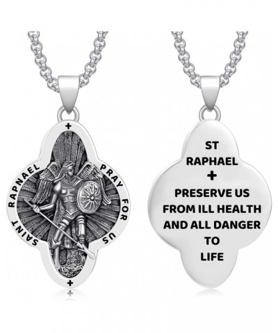 925 Sterling Silver Patron Saint Necklace Amulet Miraculous Medal Pendant Jewelry for Men Women with 2.0mm 20+2" Rolo Chain (...