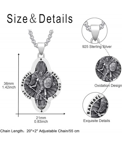 925 Sterling Silver Patron Saint Necklace Amulet Miraculous Medal Pendant Jewelry for Men Women with 2.0mm 20+2" Rolo Chain (...