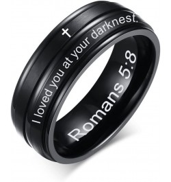 SHNIAN Christian Religious Ring Grooved Center Step Edge Scripture Ring Customize Engraved Comfortable Fit Bible Cross Inspir...